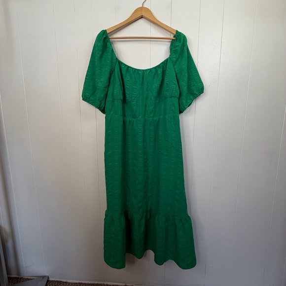 Addition Elle Green Maxi Tiered Lace-Up Peasant Dress Party Stretch size 3X - Picture 6 of 16
